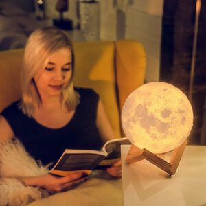 MOON NIGHT LAMP WITH WOODEN STAND