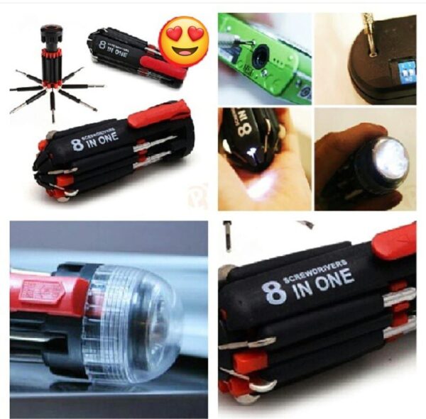 8 in 1 MULTI SCREWDRIVER WITH TORCH